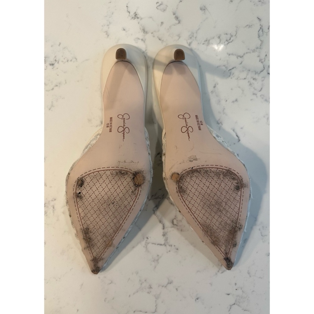 JESSICA SIMPSON Ivory Dolly Daisy Mesh Heels - Size 10 - Picture 10 of 12